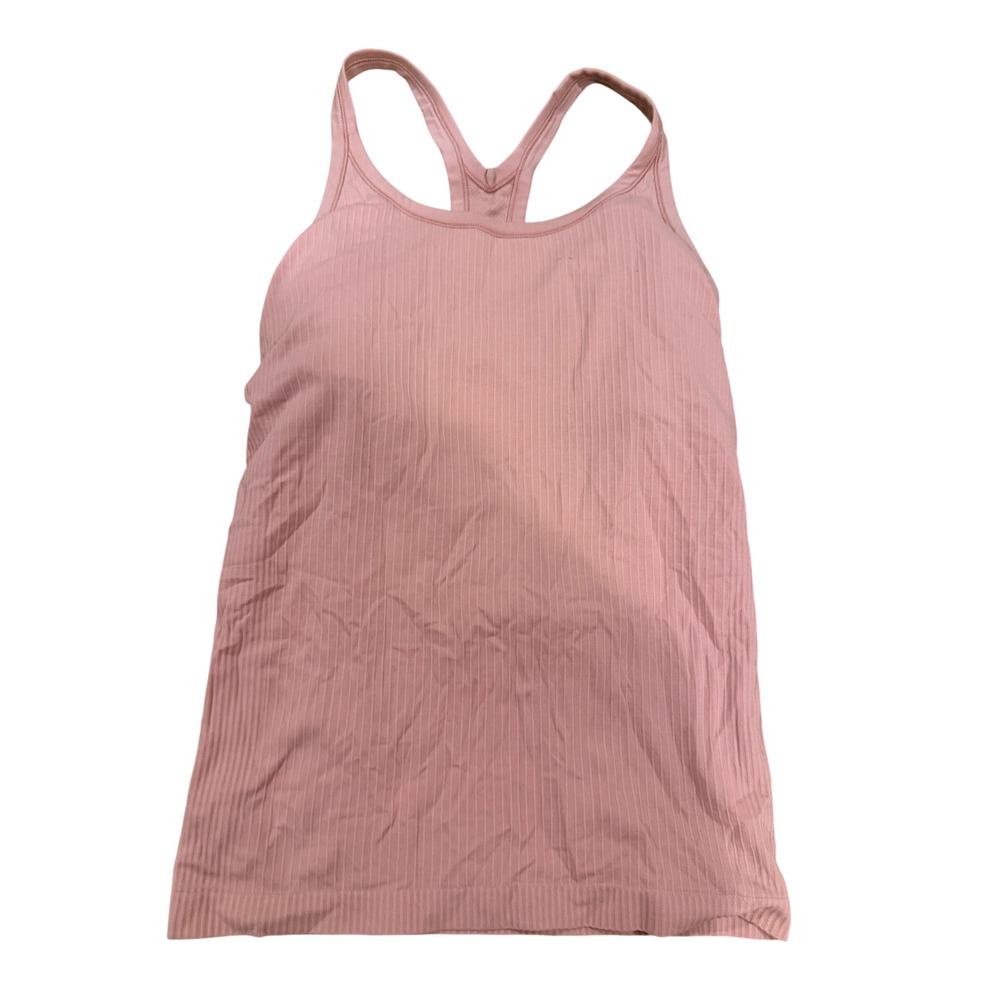 Lululemon Ebb to Street Tank Top Pink Ribbed Built-in Bra Size 6